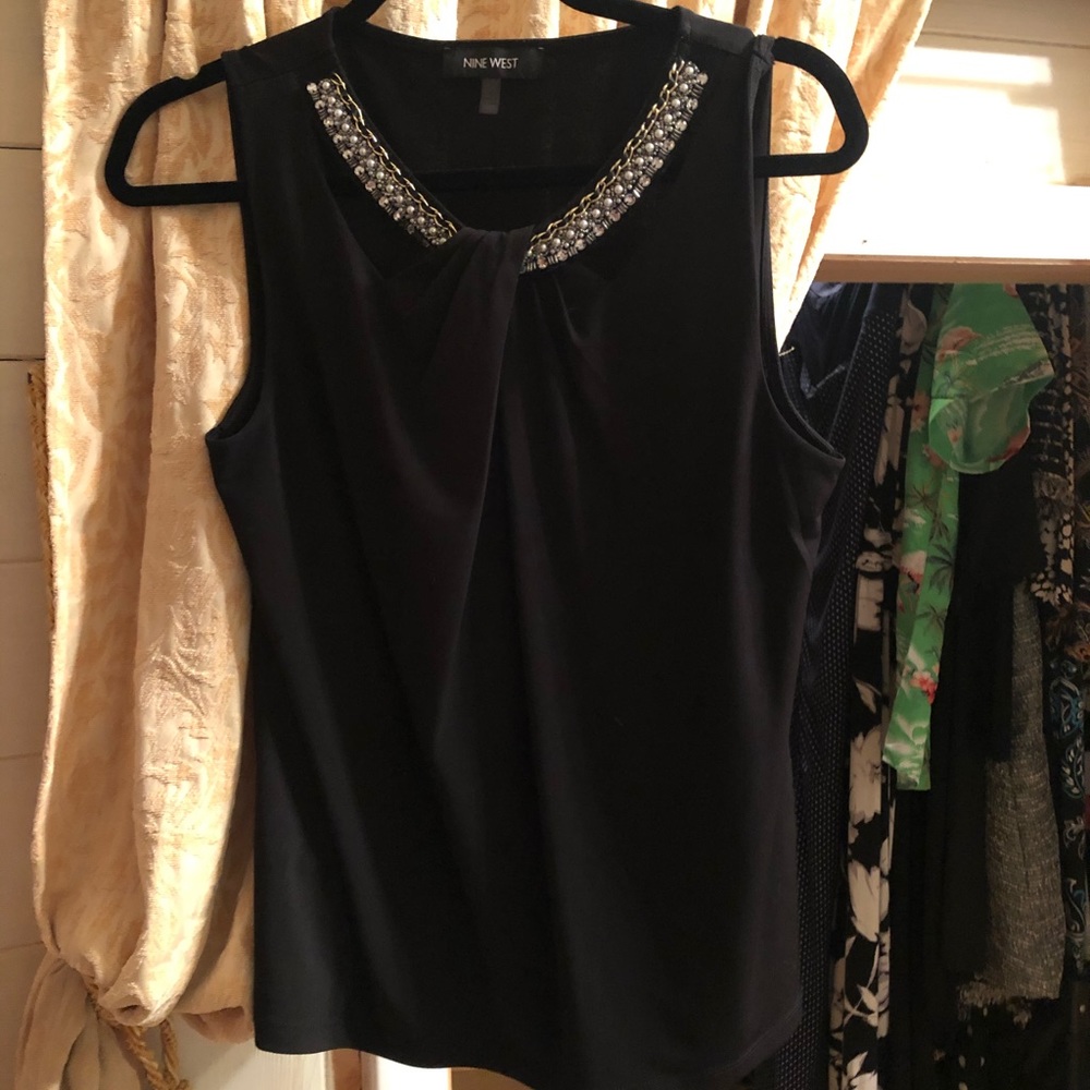 Nine West beaded black blouse. Gorgeous sz small